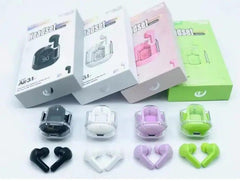 Colorful wireless earbuds with their packaging on a white background online sale in img 05