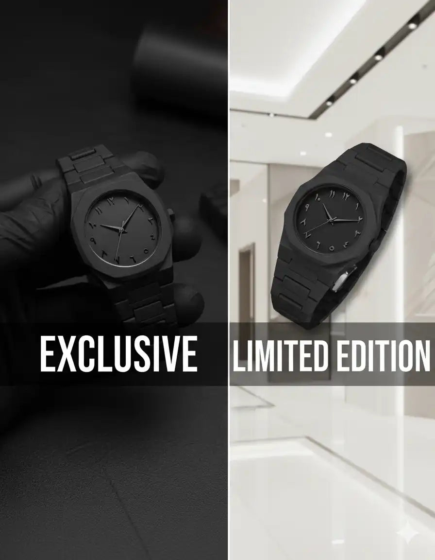 Carbon fiber Black Arabic Aura Watch