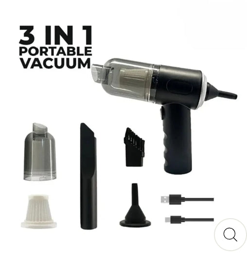 3-in-1 portable vacuum cleaner with attachments on a white background online sale in Pakistan