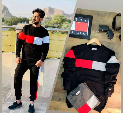 2 Pcs Men's Stitched Polyester Printed Track Suit