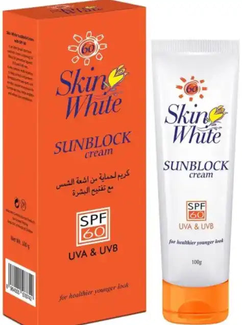 Skin White Sunblock Cream SPF 60 – UVA & UVB Protection | Whitening & Anti-Dark Spots | 100g